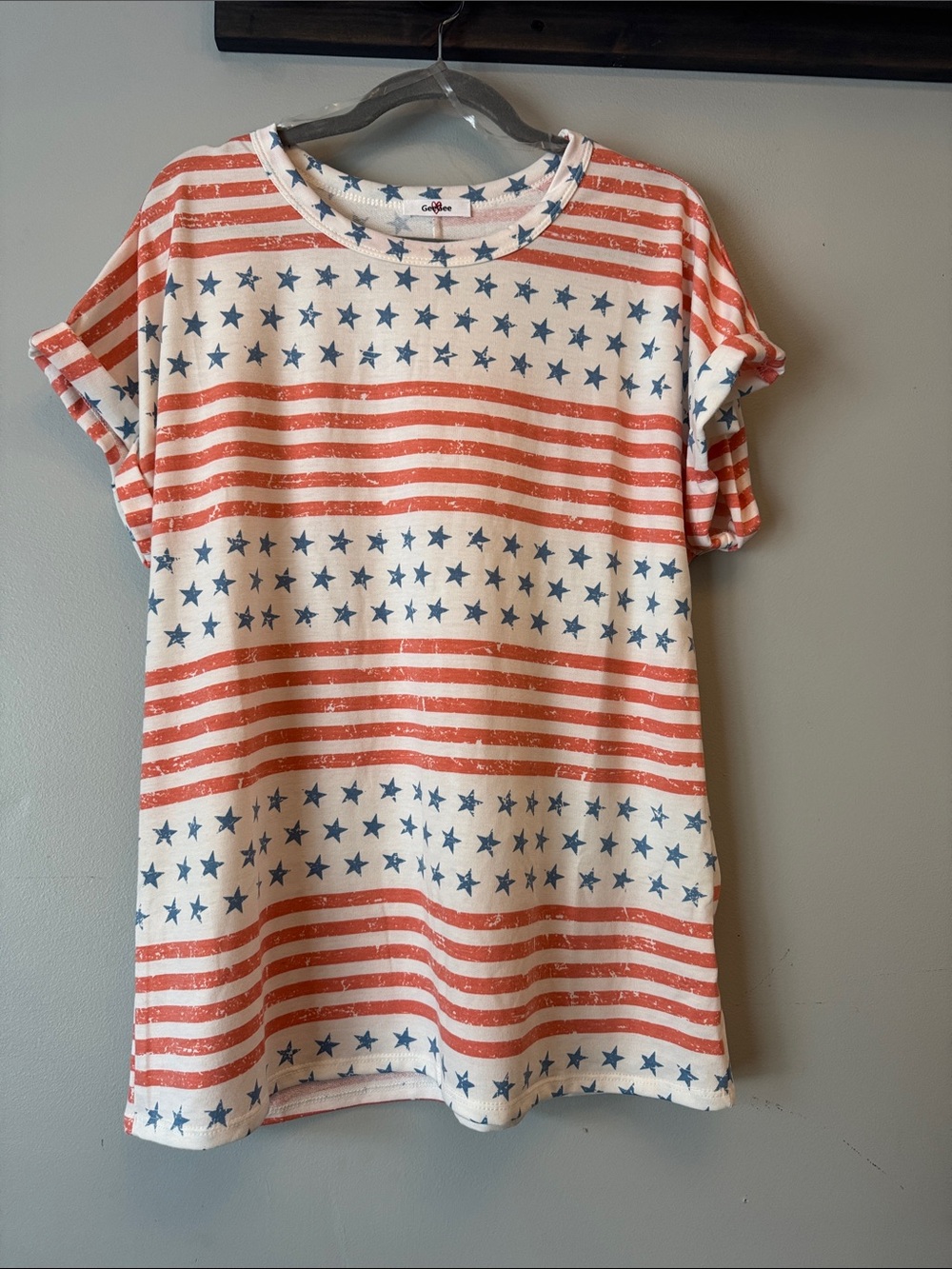 GeeGee Women's Star-Print Blouse in White and Blue